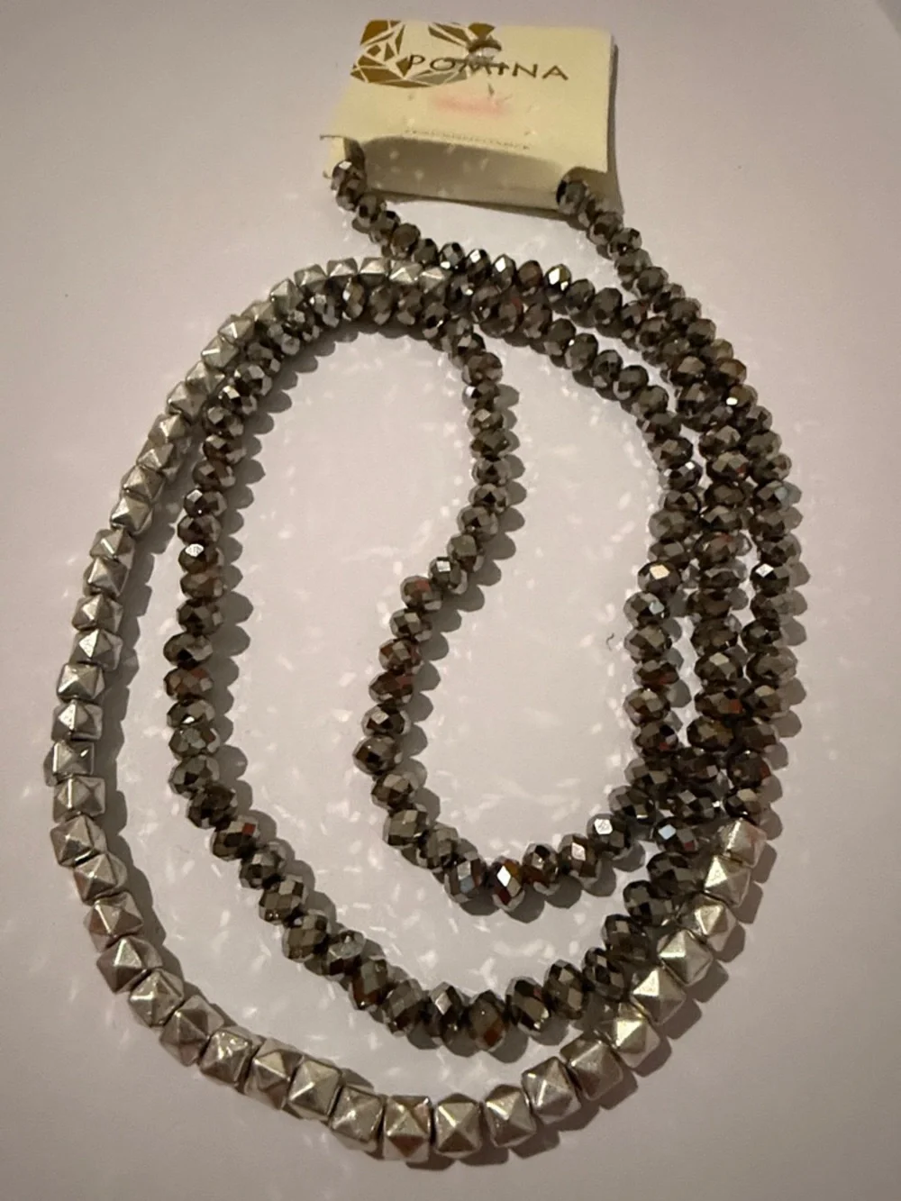 Pomina Black/Gold and Silver Beaded Necklace Set of 2